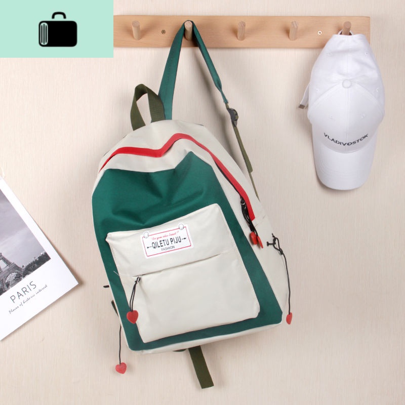 书包女韩版高中ins风港风2019新款大学生时尚撞色百搭背包双肩包NEW LAKE高清大图