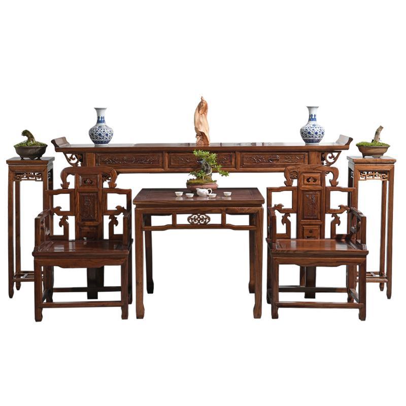 农村堂屋中堂六件套条案中式香案实木仿古八仙供桌佛神台明清家用