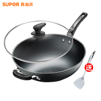 苏泊尔(SUPOR)炒锅精铁锅32cm不易锈健康铁锅无涂层蜂窝老式炒锅燃气灶炒菜锅EC32TF01 32厘米 2-5人适
