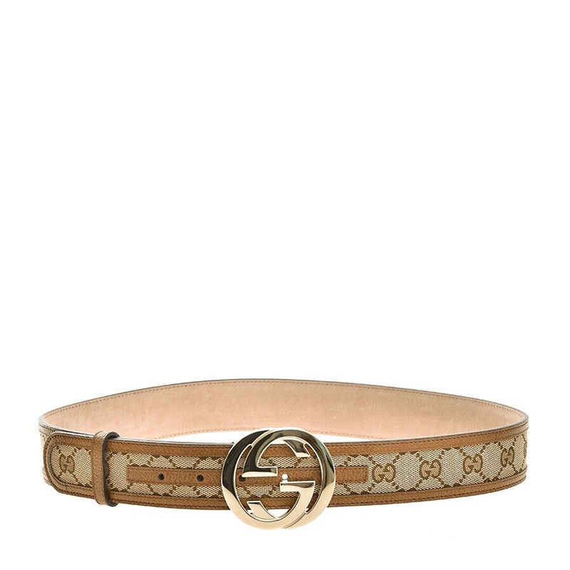[优享]GUCCI 古驰 棕色织物配皮女士腰带 114876-KH1BG-9783 棕色 95CM
