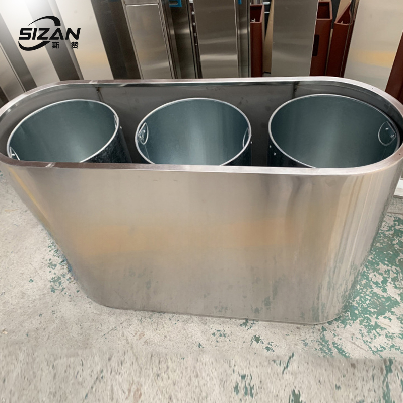 斯赞 室内不锈钢分类垃圾桶 三分类104*36*76cm 个高清大图