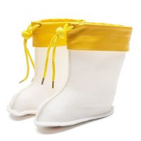儿童可爱雨鞋防水防滑2-6岁小童雨靴幼儿胶鞋宝宝水鞋卡通套鞋 黄色棉套 内长15cm