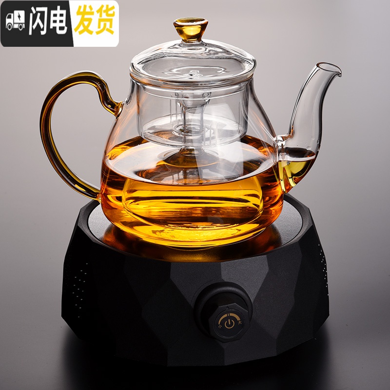 三维工匠加厚耐热玻璃煮茶壶家用大容量蒸汽茶壶电陶炉套装烧水养生壶茶器 Y08款壶(单内胆)(送3个杯):700茶具高清大图