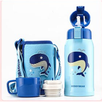 杯具熊复古款儿童保温杯316不锈钢600ml (一杯双盖)