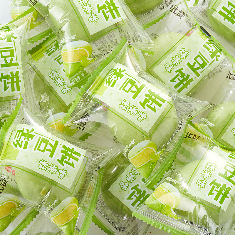 比比赞抹茶绿豆饼1000g整箱绿豆糕点整箱早餐充饥夜宵网红休闲零食品小吃