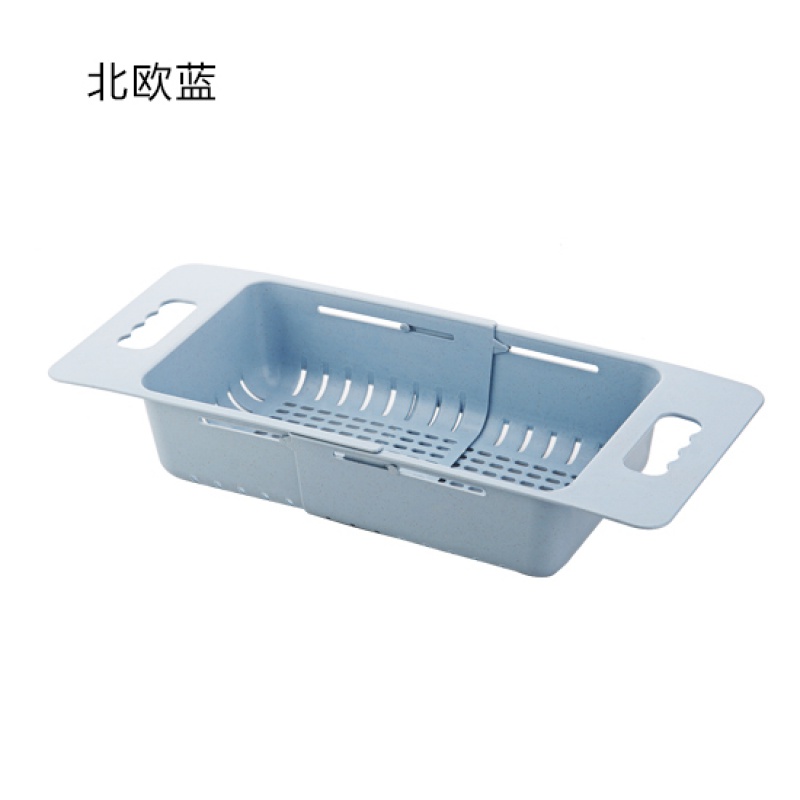 伸缩水置物架塑料沥水架厨房放碗筷架子家用碗碟架收纳架收纳层架三维工匠 北欧蓝