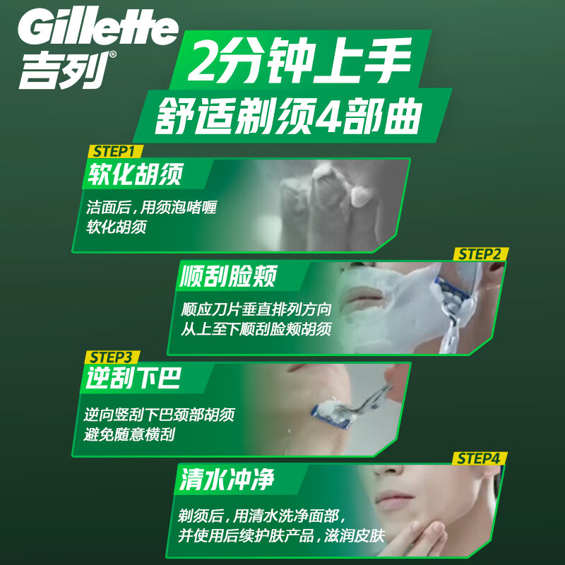 吉列剃须泡沫1瓶装男士剃须泡沫刮胡泡剃须膏210g清新柠檬绿瓶高清大图