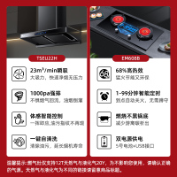红日(RedSun)烟灶套餐家用欧式23立方瞬吸1000pa强排烟机智能体感变频双腔油烟机定时套装22H+YEM608B