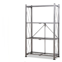 [田珍]折叠货架储物架简易收纳架置物架4层黑闪银1200*710*340mm