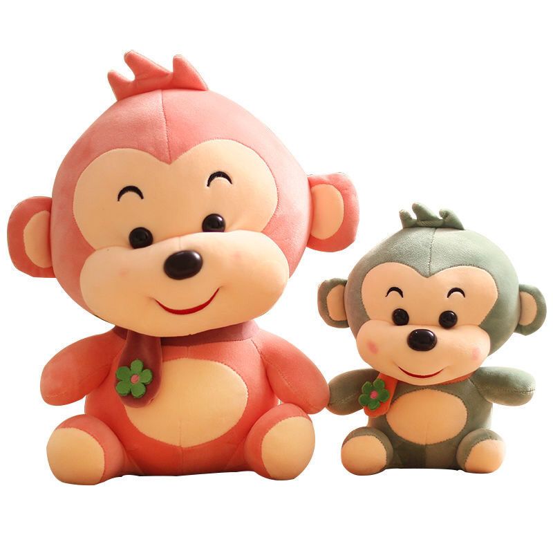 可爱小猴子毛绒玩具大号女生布娃娃围巾猴公仔小号玩偶送生日礼物粉色