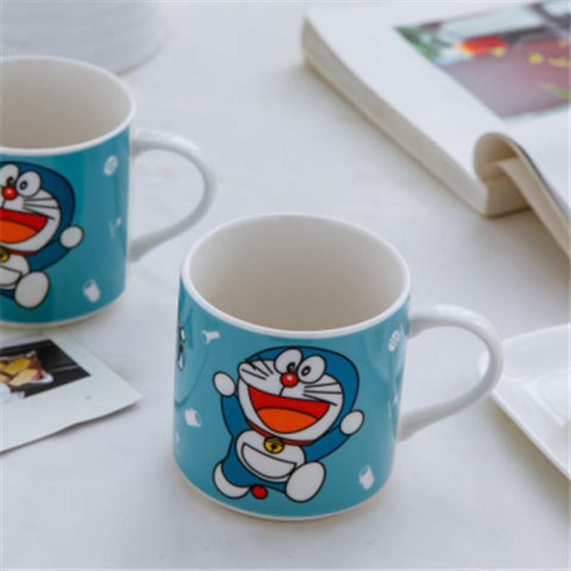 哆啦a梦水杯子陶瓷杯带盖杯 情侣礼物咖啡杯卡通杯活动小礼物奖品 电影直身杯