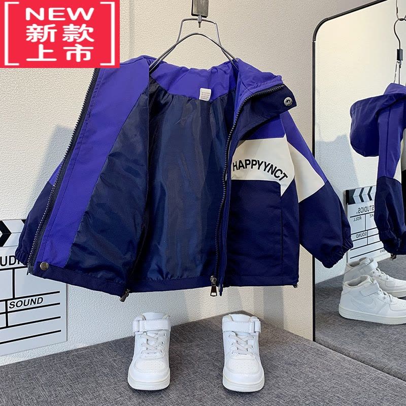 可莉允男童加绒外套2022新款潮儿童秋冬装冲锋衣服宝宝洋气风衣加厚棉服图片