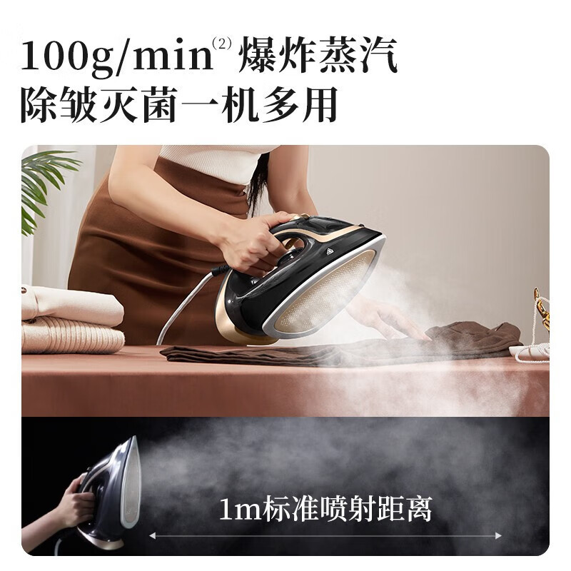 苏泊尔(SUPOR)蒸汽电熨斗2000W家用便携式手持蒸汽挂烫机三档蒸汽自动清洗升级双层底板小型熨烫机ESP-302A