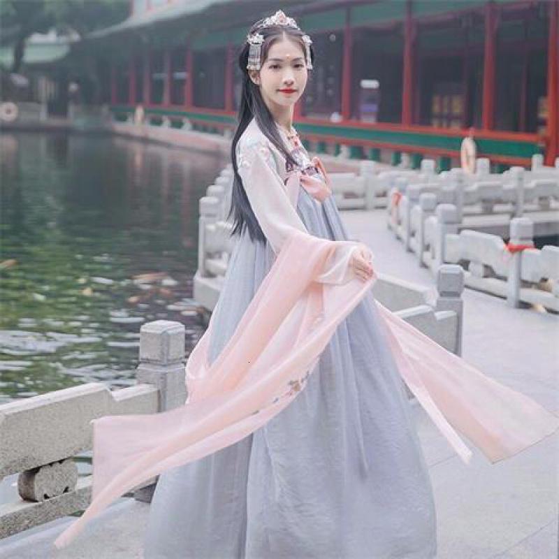 锦鲤汉服袄裙女魏晋中国风齐胸襦裙广袖古装超仙仙气飘逸古风学生视频