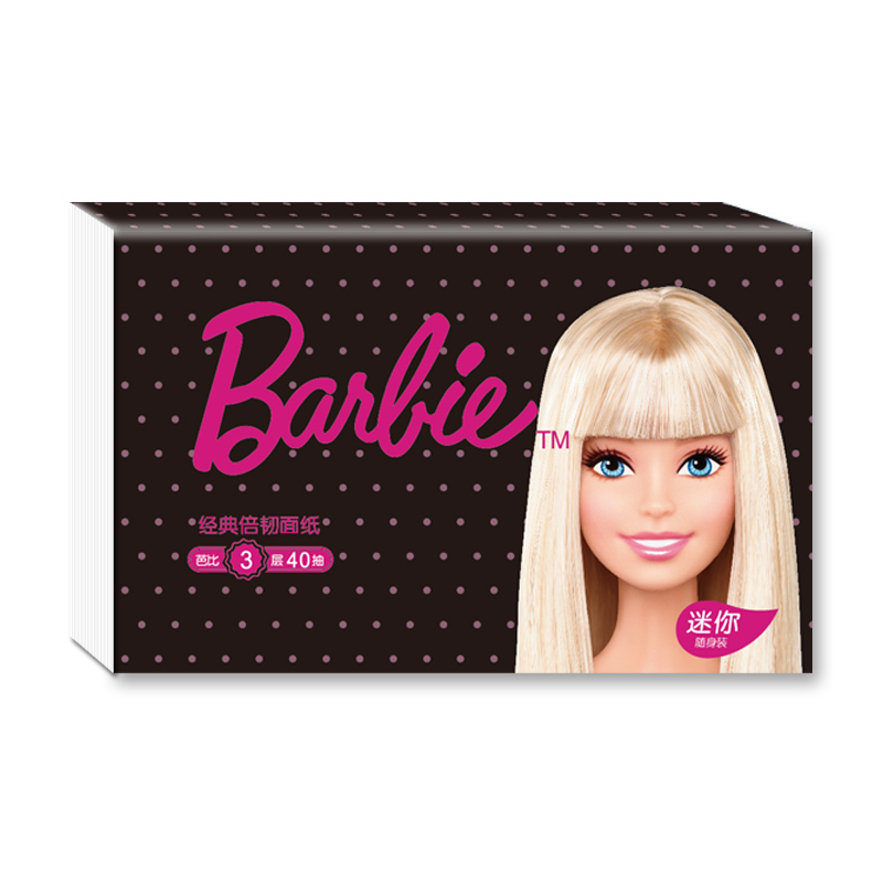 芭比(Barbie) 抽纸 经典倍韧系列 三层40抽5包大规格(长幅) 母婴适用 卫生纸