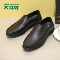 木林森男鞋新款春季一脚蹬懒人鞋正品真皮休闲皮鞋男百搭鞋子