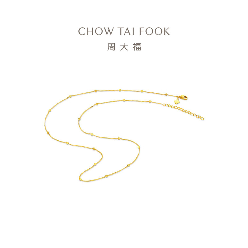 周大福小光珠满天星素链基础链毛衣链足金黄金项链计价(工费360元)EOF1627高清大图
