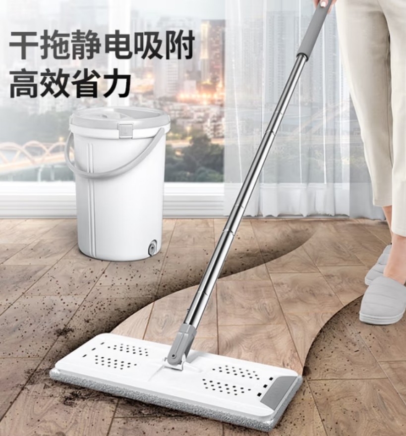 五月花 刮刮桶免手洗平板拖把配件 干湿两用拖布 家用墩布网红懒人地拖 配布2块高清大图