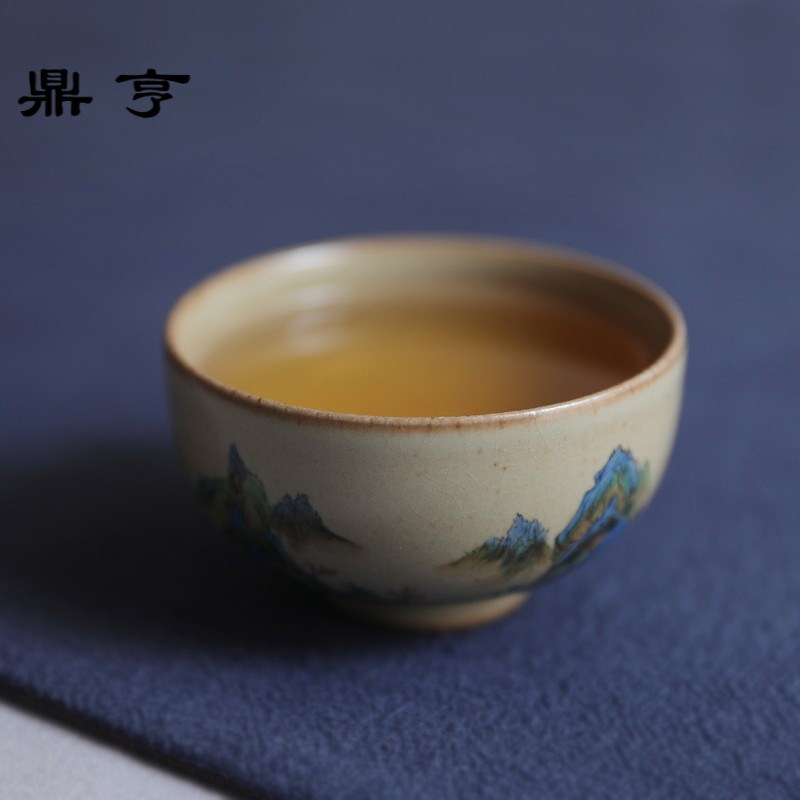 鼎亨春泥仿柴烧全手工粗陶景德镇陶瓷主人杯品茗杯泡茶杯开片功夫
