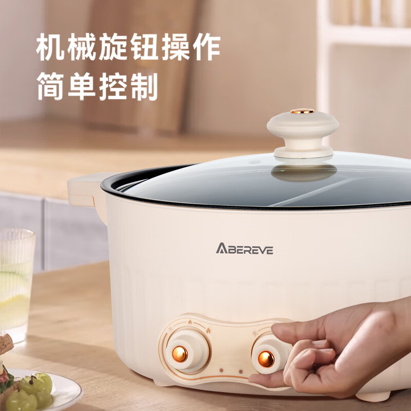 艾贝丽多功能鸳鸯锅家用电热火锅6L大容量独立控温涮煮一体料理锅 ABL-HG671高清大图