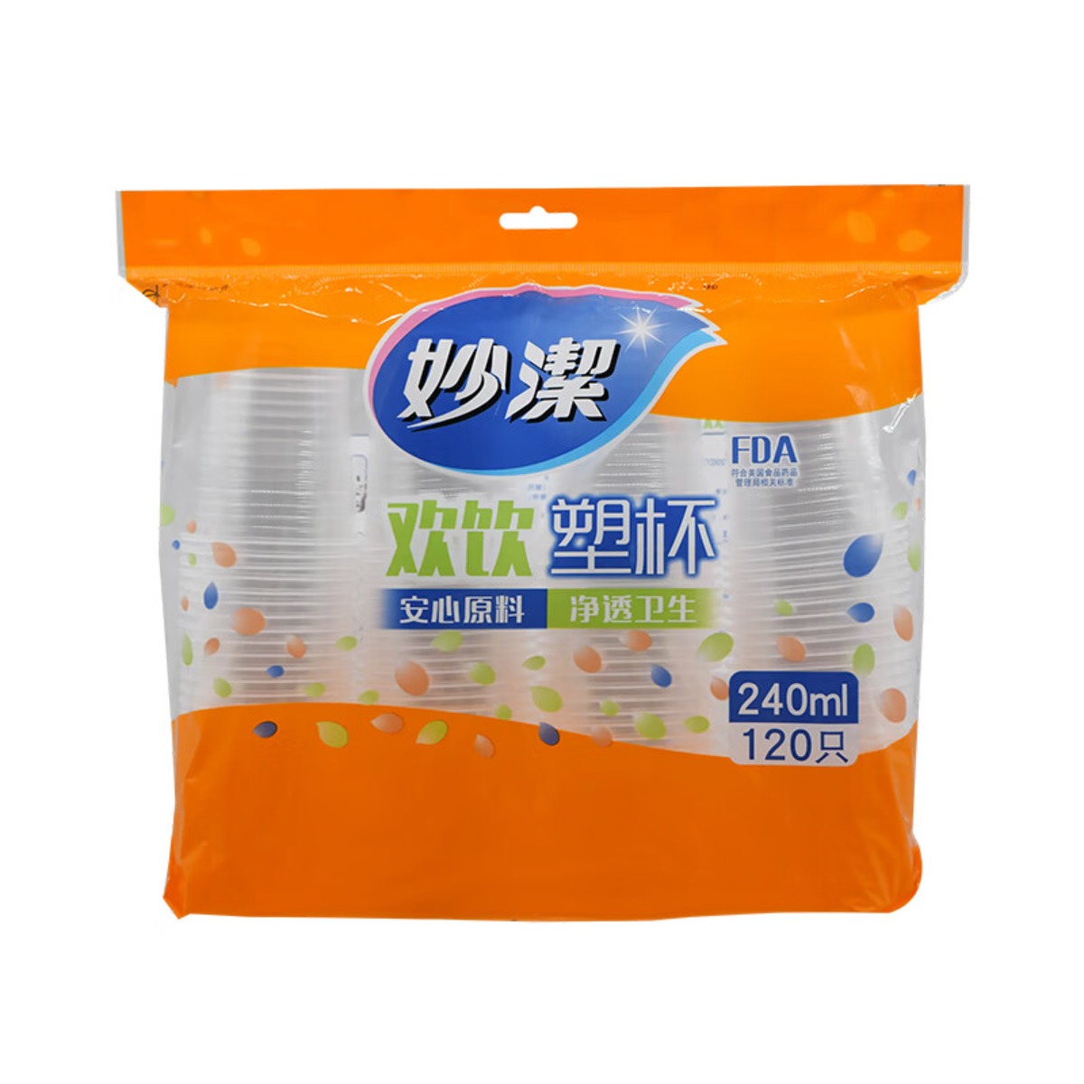 妙洁 袋装COOL酷杯240ml 120只装高清大图
