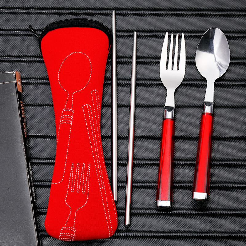 唐宗筷 便携不锈钢筷子 勺子 叉子 套装餐具3件套220*60*50mm T360高清大图