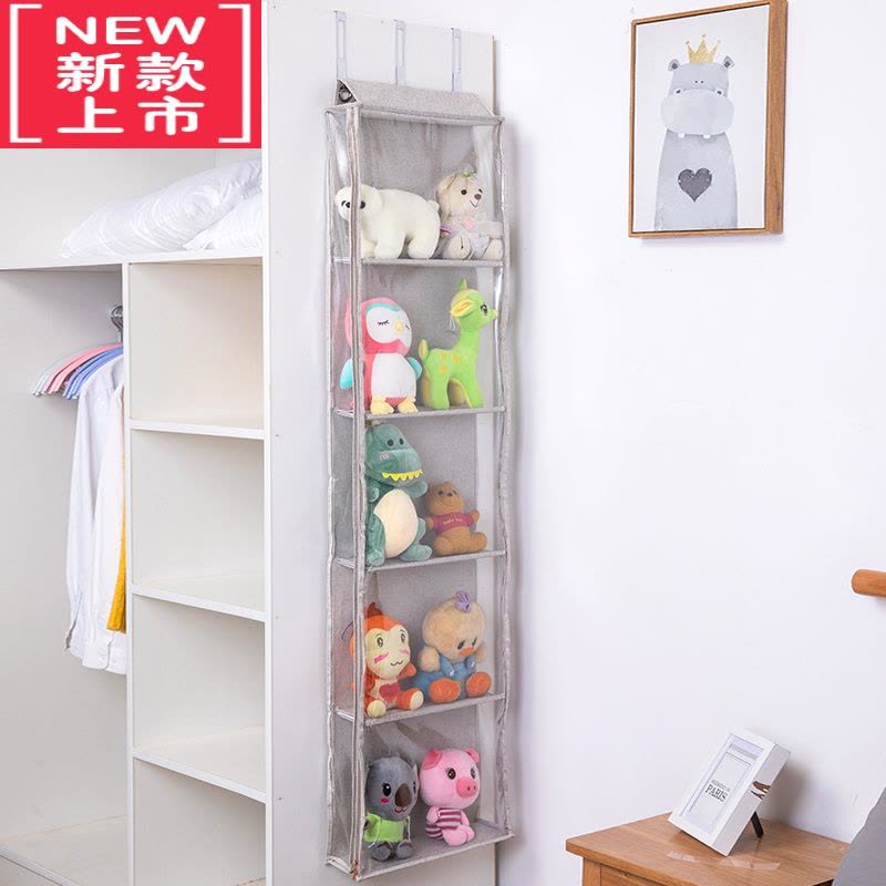 可莉允门后全封闭毛绒玩具棉花布娃娃布偶墙挂柜侧收纳器公仔防尘挂袋图片
