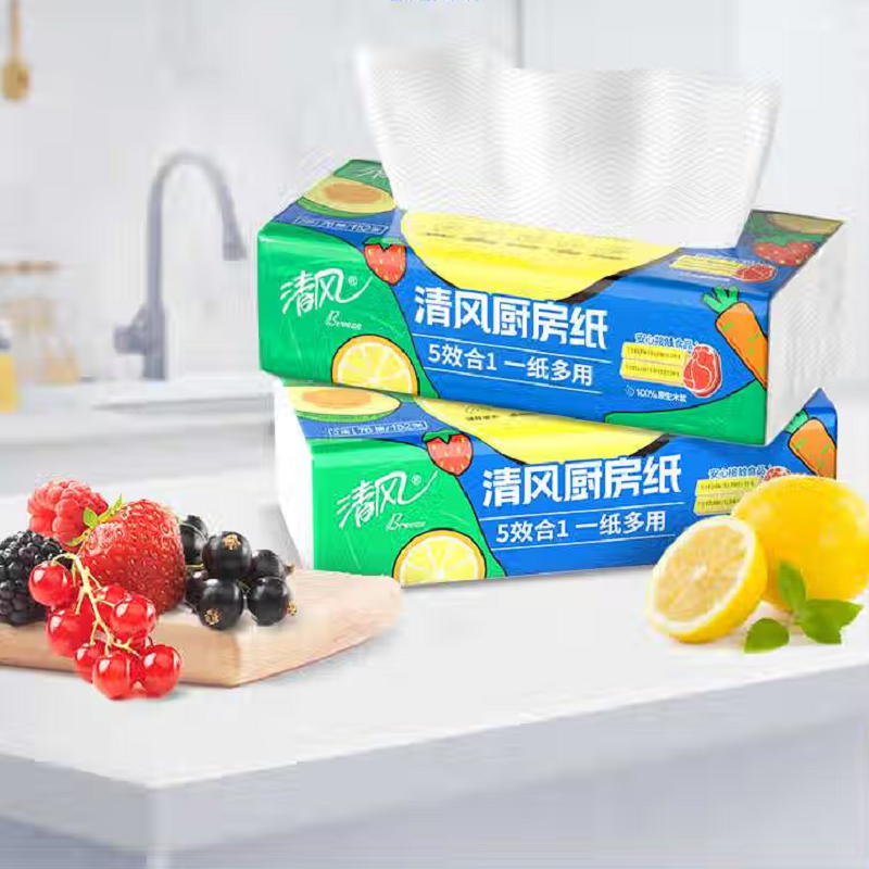 清风2层76张厨房纸巾 3包1提/B80CK1高清大图