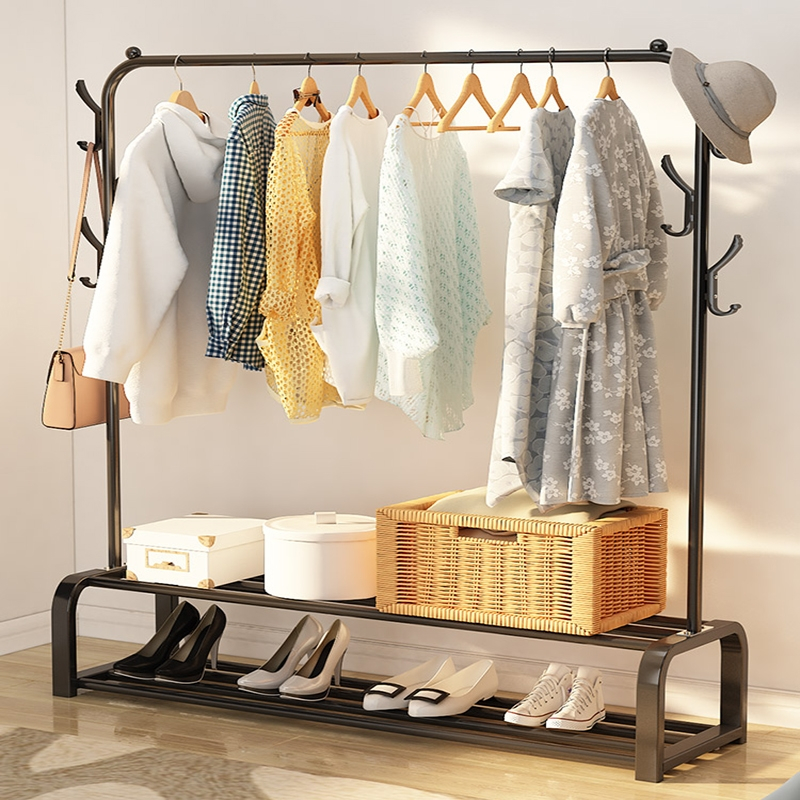 古达简易晾衣架落地折叠阳台晒衣服架子家用卧室家用晾衣杆折叠挂衣架