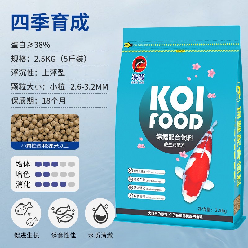 锦鲤鱼饲料鱼粮增肥增体螺旋藻金鱼小颗粒观赏鱼食不浑水通用