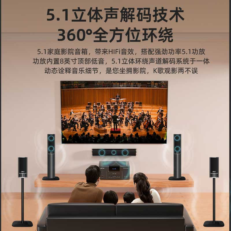 先科(SAST)A18家庭影院套装2 5.1家庭影院音响套装家用电视客厅壁挂落地音箱 ((点歌机套装320G))高清大图