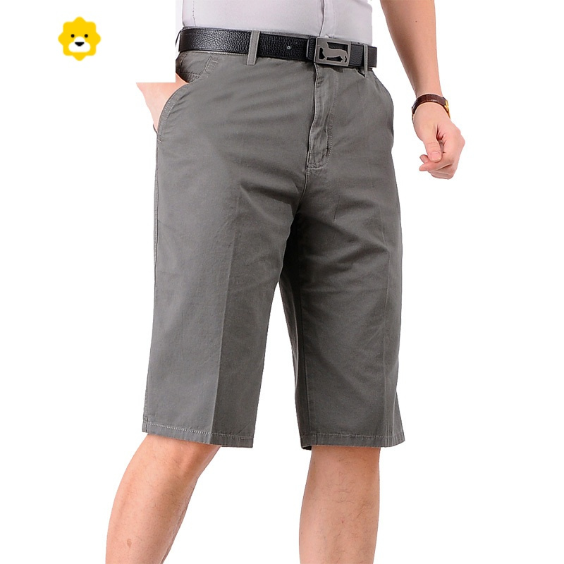 fishbasket中老年男七分裤爸爸休闲中裤季7分裤商务过膝西装短裤薄款