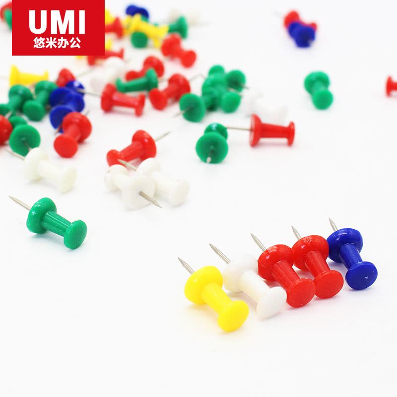 悠米 彩色工字钉(塑盒装,35pcs/盒) B10301X 配(红、黄、蓝、绿、白)3盒装图片