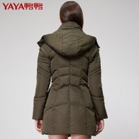鸭鸭 秋冬新品发布 中长款带帽修身羽绒服女装军工装 B-5539