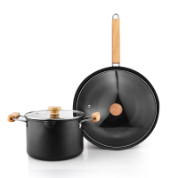 赫曼德 厨房烹饪锅具 两件套汤锅炒锅不粘锅 HMD-9721