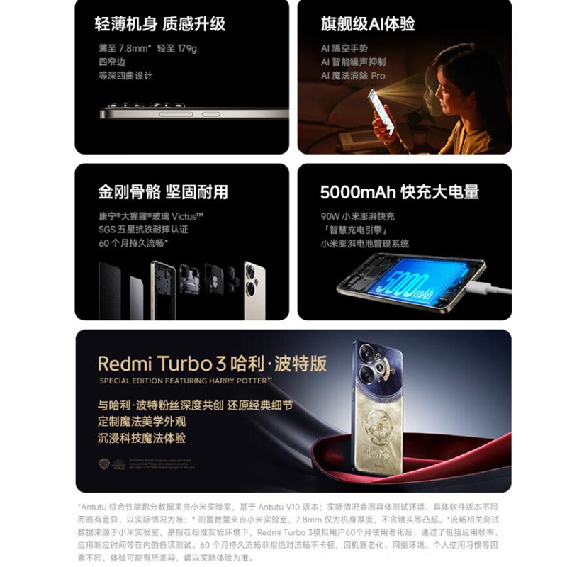 [全新]小米Redmi Turbo3 冰钛 12GB+512GB 第三代骁龙8s 小米澎湃OS 红米 Turbo 3 5G手机高清大图
