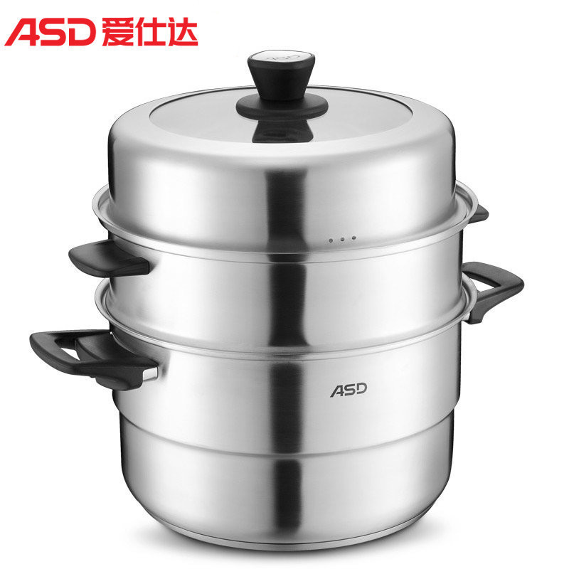 爱仕达(ASD) 蒸锅 QN1530 30CM复底304不锈钢 带蒸笼蒸屉 电磁炉通用 可作三层双层蒸锅