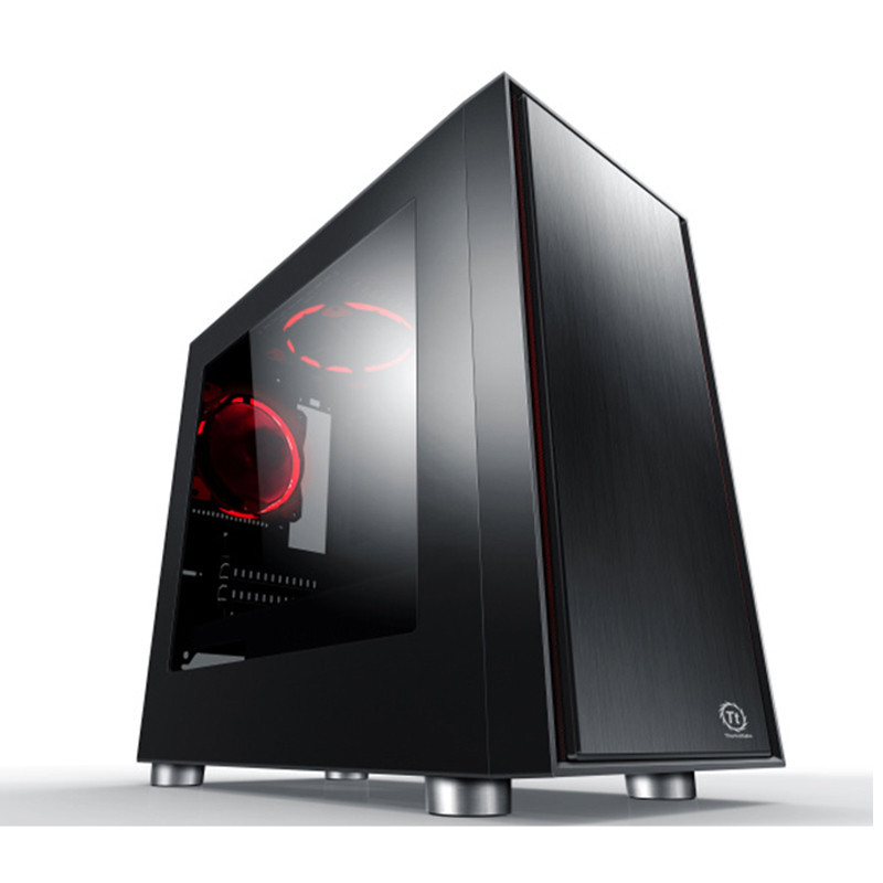 tt机箱 启航者f1 黑色 m-atx小机箱 背线侧透水冷静音电脑机箱