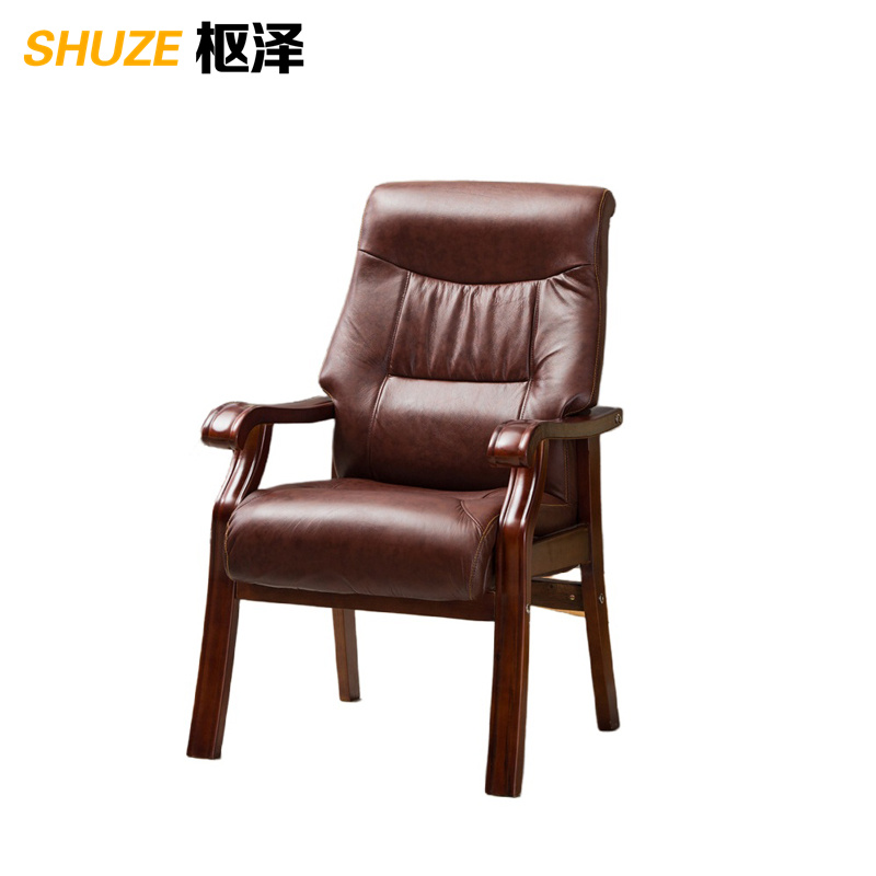 枢泽 靠背椅 棕色pu皮 把高清大图