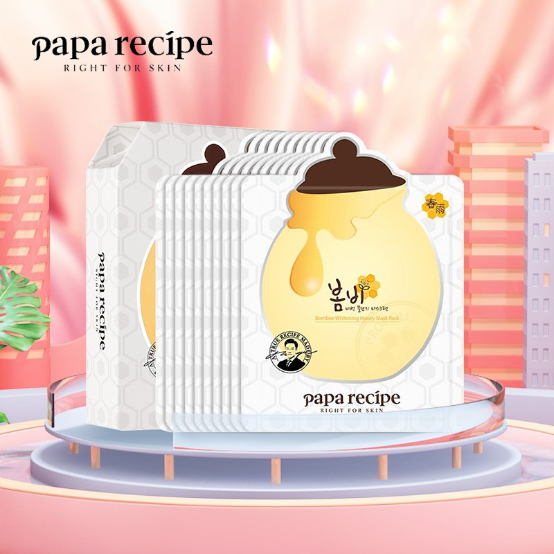 春雨papa recipe 白嫩提亮蜂蜜补水面膜10片/盒 韩国进口保湿滋润嫩白孕妇男女学生可用