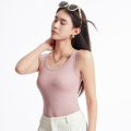 猫人背心女士螺纹7A抑菌内搭外穿无袖大U领打底背心少女修身显瘦 XL【推荐130-150斤】 粉色