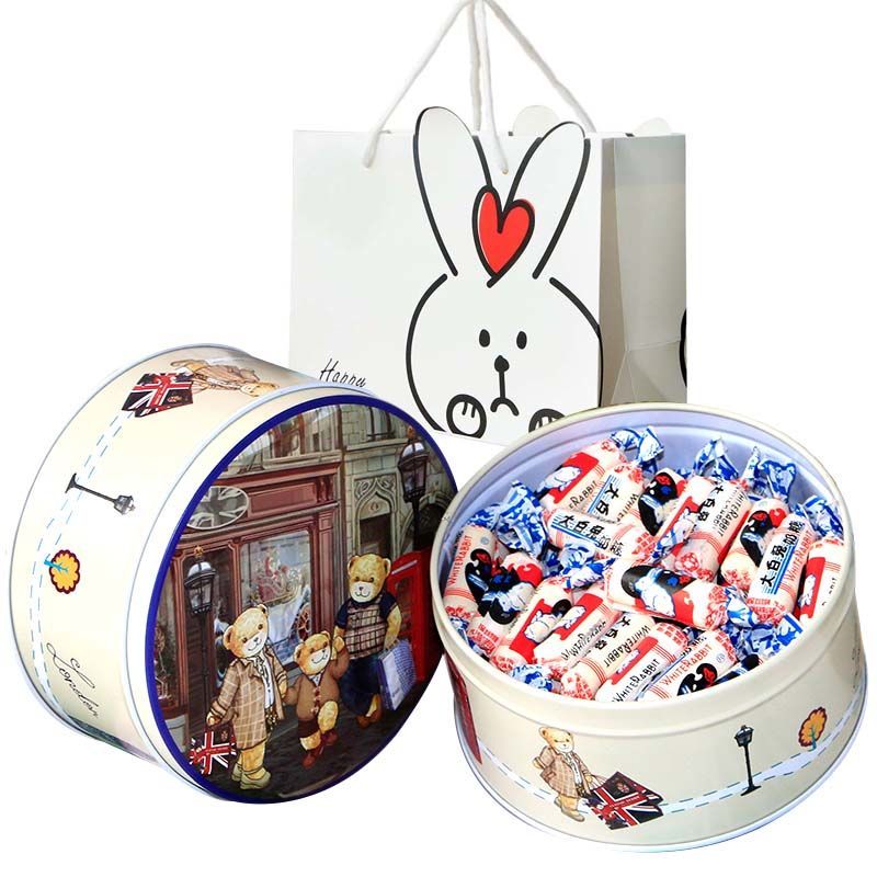 xfc兔子铁盒装36颗大白兔38妇女节糖果礼物冠生园奶糖同学女友小朋友