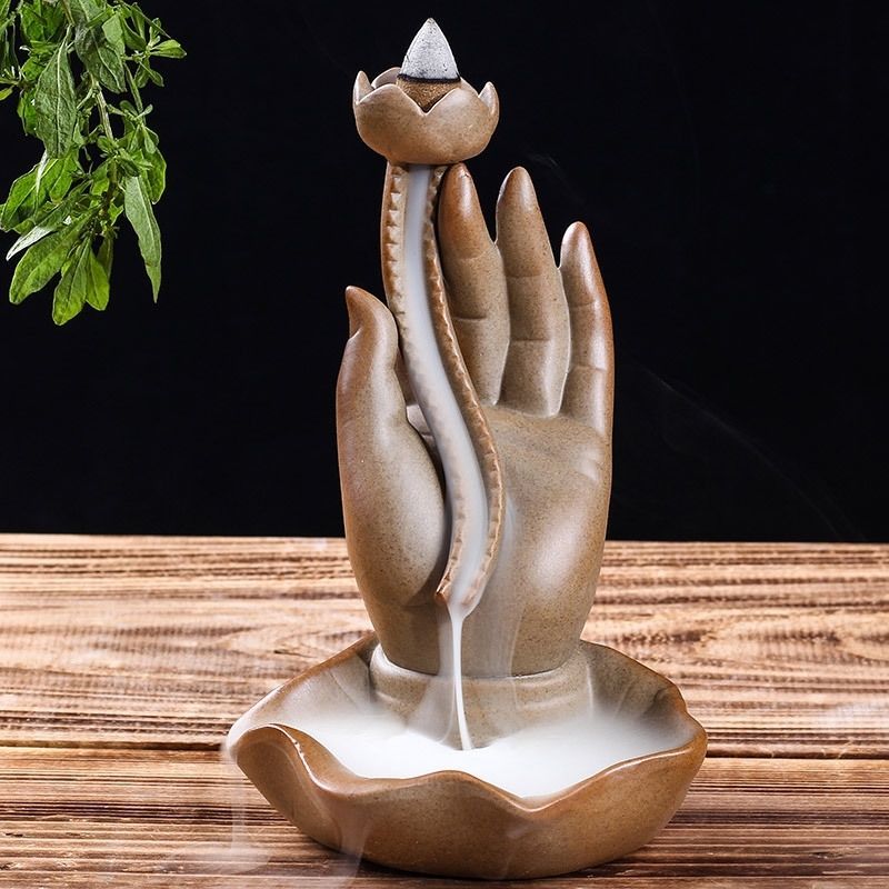 苏宁放心购倒流香炉粗陶佛手陶瓷沉香炉檀香熏香炉塔香香插香薰炉摆件