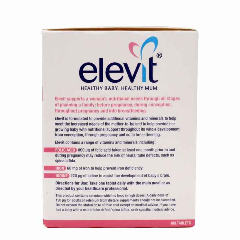 澳洲ELEVIT/爱乐维 孕妇营养复合维生素叶酸片 100片备孕孕期哺乳期适用