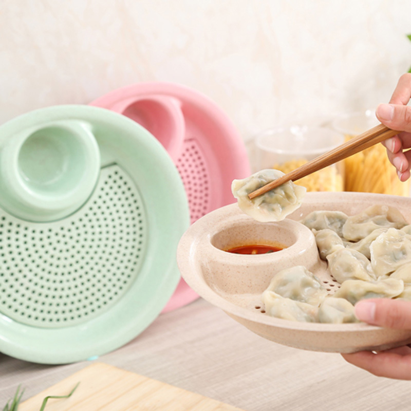 金嫂子小麦秸秆饺子盘创意沥水餐盘