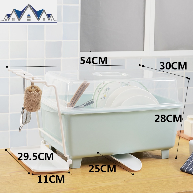 厨房碗筷收纳盒带盖沥水碗架沥放盘子沥水架碗柜塑料收纳架置物架 三维工匠