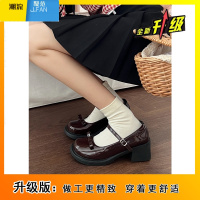 聚范痞老板女鞋法式蝴蝶结玛丽珍鞋2024时尚百搭小皮鞋配裙子单鞋 37 棕色升级版