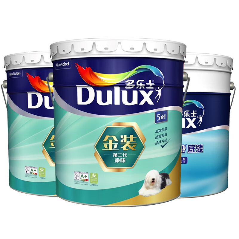 多乐士(Dulux)金装第二代五合一净味乳胶漆油漆墙漆墙面漆A8151+A914 套装54L定制品