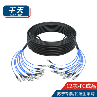 千天(QANTOP)室外FC-FC铠装光缆架空免熔接光纤跳线成品线电信级户外单模12芯网线延长监控传输光纤线300米