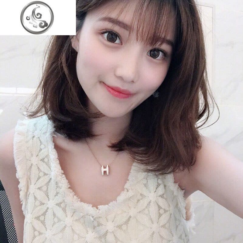 欧美简约h项链女网红钛钢不褪色玫瑰金锁骨链英文字母吊坠送 JiMi图片